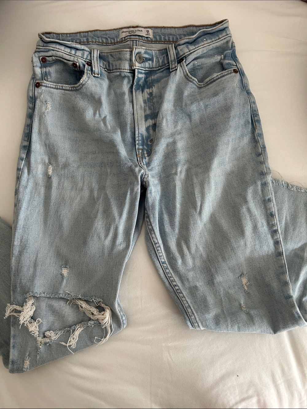 Abercrombie & Fitch Light Blue Distressed skinny jeans high waisted extra short
